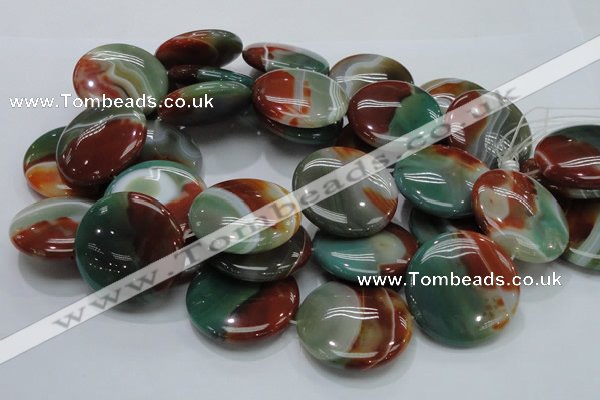 CAG807 15.5 inches 40mm flat round rainbow agate gemstone beads