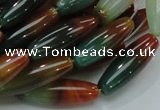 CAG810 15.5 inches 10*30mm rice rainbow agate gemstone beads