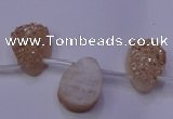 CAG8101 Top drilled 10*14mm teardrop champagne plated druzy agate beads