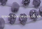 CAG8102 Top drilled 10*14mm teardrop silver plated druzy agate beads