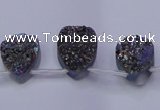 CAG8104 Top drilled 10*14mm teardrop rainbow plated druzy agate beads