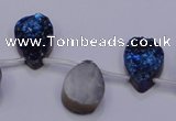 CAG8106 Top drilled 10*14mm teardrop blue plated druzy agate beads