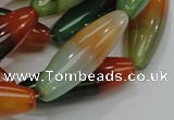 CAG811 15.5 inches 12*40mm rice rainbow agate gemstone beads