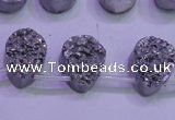 CAG8112 Top drilled 12*16mm teardrop silver plated druzy agate beads