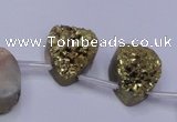 CAG8113 Top drilled 12*16mm teardrop glod plated druzy agate beads