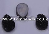 CAG8117 Top drilled 12*16mm teardrop black plated druzy agate beads