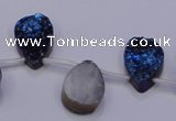 CAG8126 Top drilled 15*20mm teardrop blue plated druzy agate beads