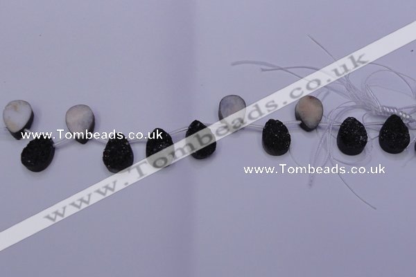 CAG8127 Top drilled 15*20mm teardrop black plated druzy agate beads