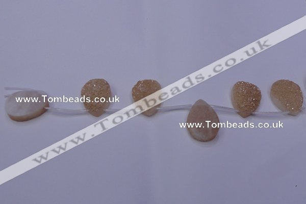 CAG8131 Top drilled 18*25mm teardrop champagne plated druzy agate beads