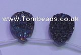 CAG8134 Top drilled 18*25mm teardrop rainbow plated druzy agate beads