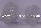 CAG8139 Top drilled 22*30mm teardrop white plated druzy agate beads