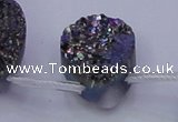 CAG8144 Top drilled 30*40mm teardrop rainbow plated druzy agate beads