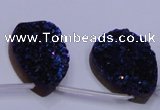 CAG8146 Top drilled 30*40mm teardrop blue plated druzy agate beads