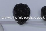 CAG8147 Top drilled 30*40mm teardrop black plated druzy agate beads