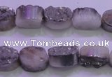 CAG8152 7.5 inches 10*14mm oval silver plated druzy agate beads