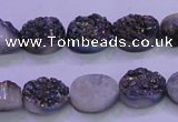 CAG8154 7.5 inches 10*14mm oval rainbow plated druzy agate beads