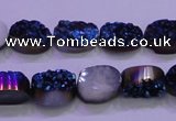 CAG8156 7.5 inches 10*14mm oval blue plated druzy agate beads