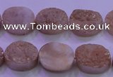 CAG8161 7.5 inches 12*16mm oval champagne plated druzy agate beads