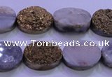 CAG8163 7.5 inches 12*16mm oval glod plated druzy agate beads