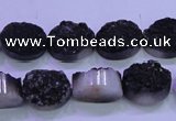 CAG8167 7.5 inches 12*16mm oval black plated druzy agate beads