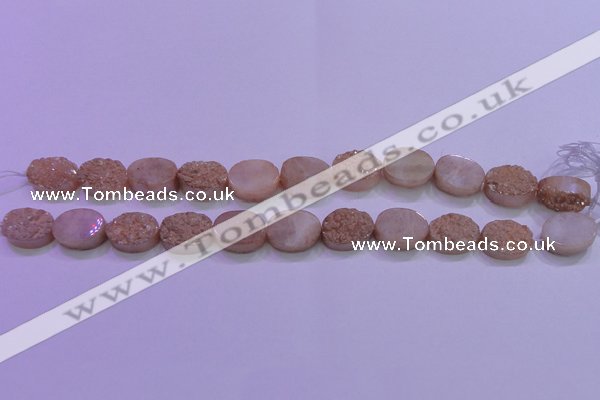 CAG8171 7.5 inches 13*18mm oval champagne plated druzy agate beads