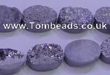 CAG8172 7.5 inches 13*18mm oval silver plated druzy agate beads