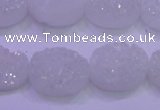 CAG8180 7.5 inches 15*20mm oval white plated druzy agate beads