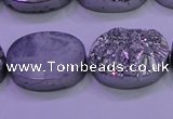 CAG8192 7.5 inches 18*25mm oval silver plated druzy agate beads