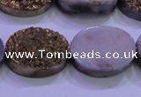 CAG8193 7.5 inches 18*25mm oval glod plated druzy agate beads