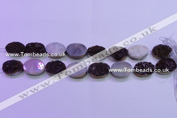 CAG8195 7.5 inches 18*25mm oval purple plated druzy agate beads