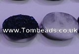 CAG8196 7.5 inches 18*25mm oval blue plated druzy agate beads