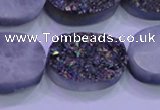 CAG8204 7.5 inches 20*30mm oval rainbow plated druzy agate beads