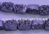 CAG8212 Top drilled 10*14mm rectangle silver plated druzy agate beads