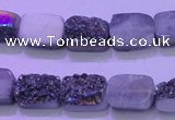 CAG8214 Top drilled 10*14mm rectangle rainbow plated druzy agate beads