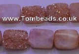 CAG8221 Top drilled 12*16mm rectangle champagne plated druzy agate beads