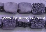 CAG8222 Top drilled 12*16mm rectangle silver plated druzy agate beads