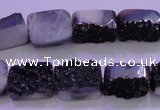 CAG8227 Top drilled 12*16mm rectangle black plated druzy agate beads