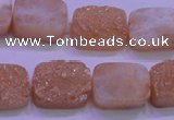 CAG8231 Top drilled 13*18mm rectangle champagne plated druzy agate beads