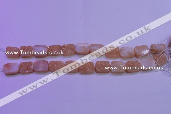 CAG8231 Top drilled 13*18mm rectangle champagne plated druzy agate beads