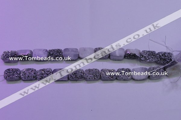 CAG8232 Top drilled 13*18mm rectangle silver plated druzy agate beads