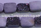 CAG8234 Top drilled 13*18mm rectangle rainbow plated druzy agate beads