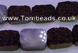 CAG8235 Top drilled 13*18mm rectangle purple plated druzy agate beads