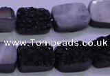 CAG8237 Top drilled 13*18mm rectangle black plated druzy agate beads