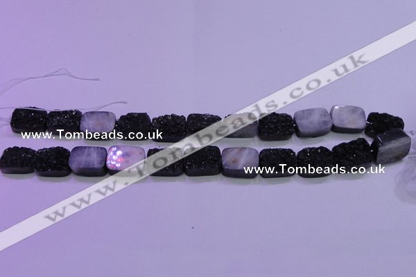 CAG8237 Top drilled 13*18mm rectangle black plated druzy agate beads