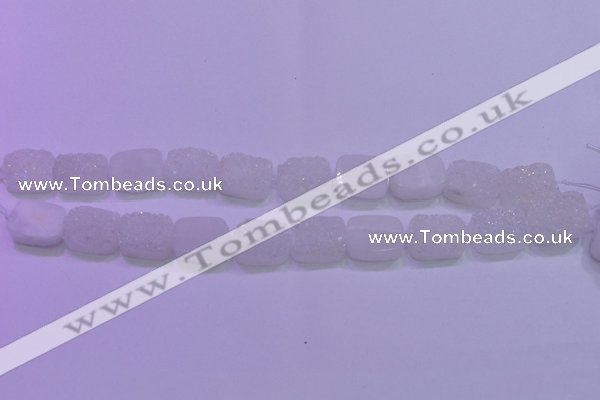 CAG8240 Top drilled 15*20mm rectangle white plated druzy agate beads