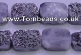 CAG8242 Top drilled 15*20mm rectangle silver plated druzy agate beads