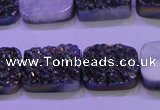 CAG8244 Top drilled 15*20mm rectangle rainbow plated druzy agate beads