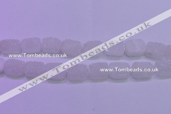 CAG8250 Top drilled 18*25mm rectangle white plated druzy agate beads