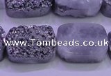 CAG8252 Top drilled 18*25mm rectangle silver plated druzy agate beads