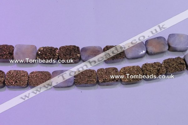 CAG8253 Top drilled 18*25mm rectangle glod plated druzy agate beads